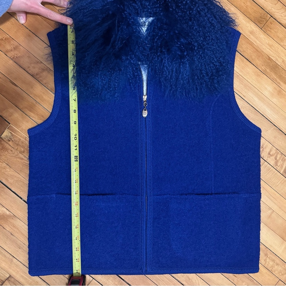 LISA INTERNATIONAL Wool Vest with Detachable Mongolian Lamb fur Collar - Picture 5 of 5